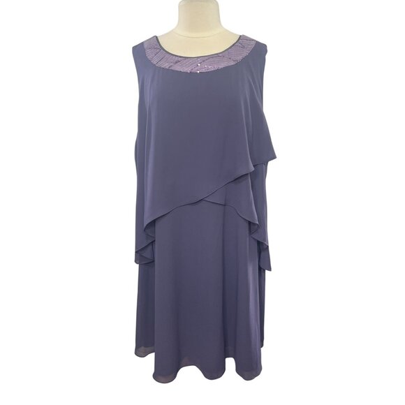 Hanna Nikole Layered Cocktail Dress Womens 22 W Purple New Plus Size - Picture 1 of 11